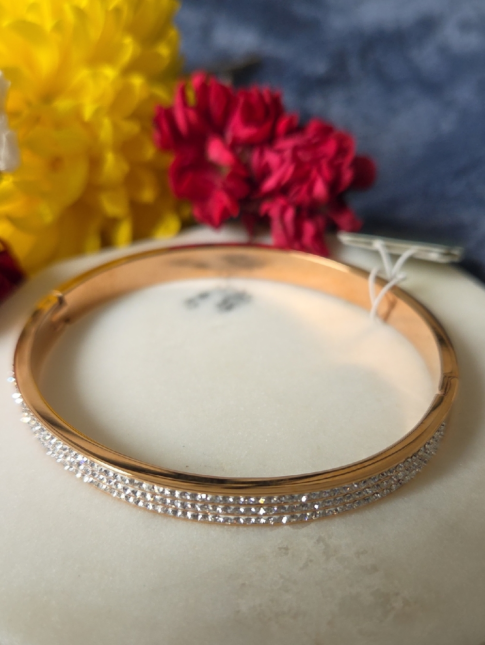 MX Signature Collection Rose-Gold  CZ Embellished Stainless Steel Bracelet.